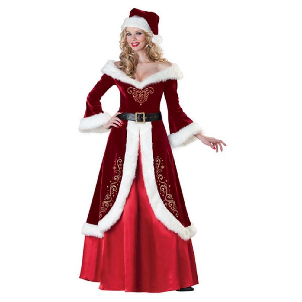 Hat Christmas Cosplay Cloth Dress Women Evening Dress Party Performance