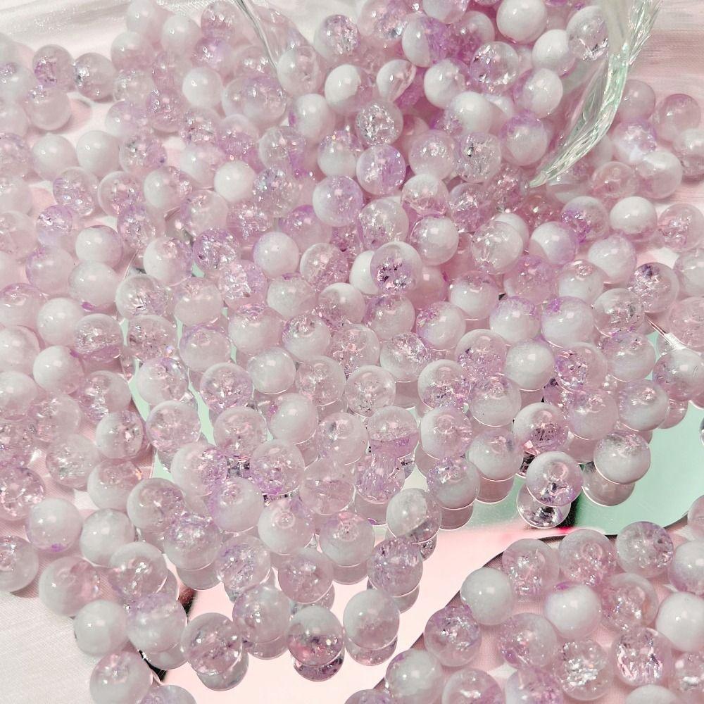 50/30 PCS Exquisite Crackle Beads Durable Round Color Glass Beads Loose Beads  Pendant making