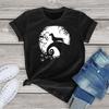 Funny Halloween Graphic T Shirts for Women Fahion Kawaii Clothes Unisex Harajuku The Moon and Dachshund Oversized Woman TShirts
