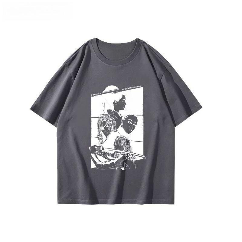 2025 Autumn and Winter Heavy Horror Style High Street Movie Screen Printing T-shirt Men's Women's Pure Cotton Versatile T-shirt