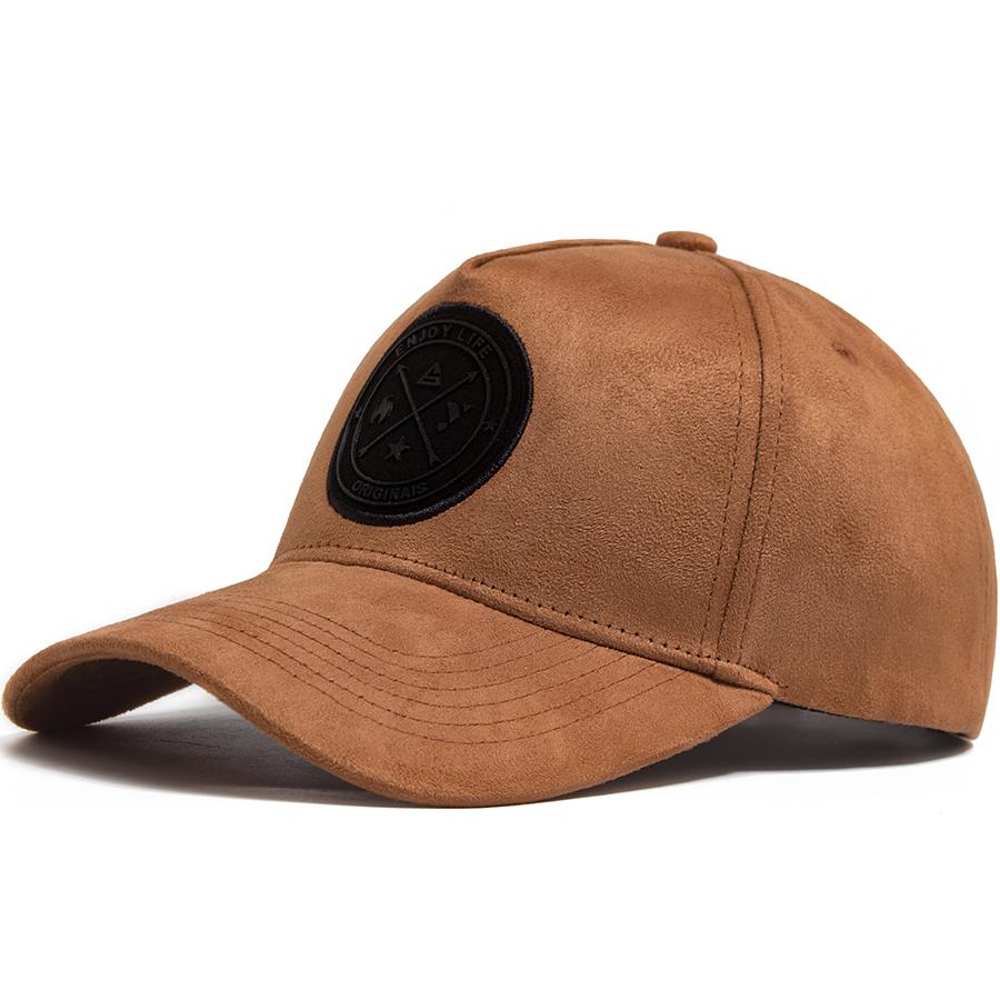 Fashion Circular Leather Label Suede Men's Baseball Cap Spring Autumn Hat For Visor Casual Women Snapback Hip Hop Caps Unisex