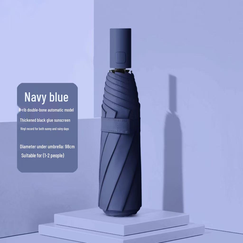 Полностью автоматический трехслойный зонт с черным клеем и защитой от УФ-лучей с логотипом для дождя или солнца