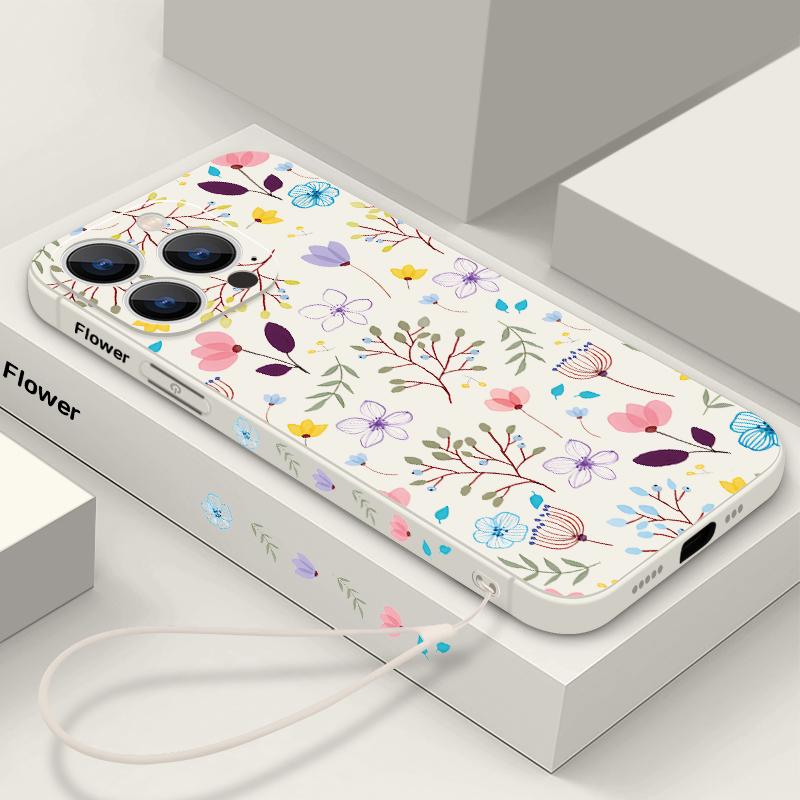 Роскошный чехол-шнурок с маленькими цветочными бутонами для iPhone 15 Pro Max Coque iPhone 11 12 13 14 Pro Max 16 SE 2 2022 Мягкий силиконовый чехол