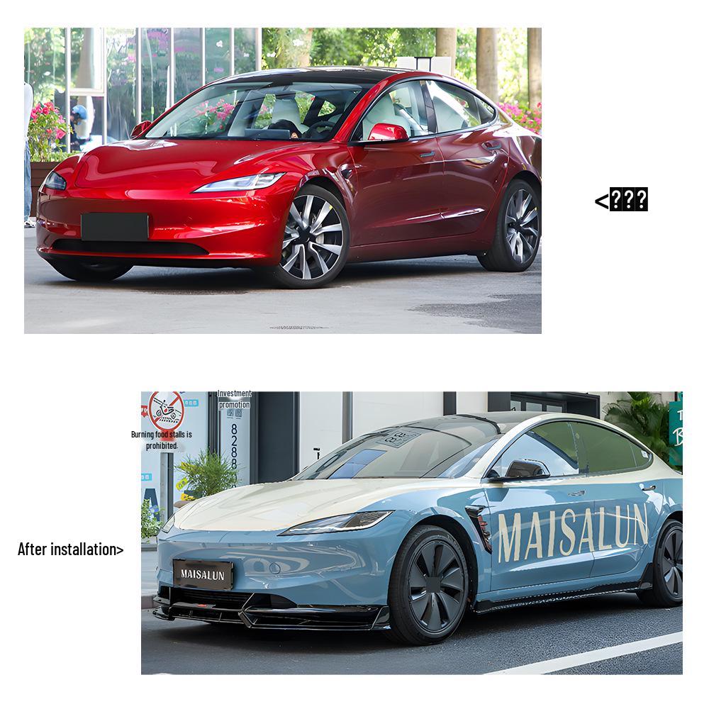 Глянцевый Черный Передний Сплиттер для Tesla Model 3 2024+ Издание Fighter, Высокое Качество.