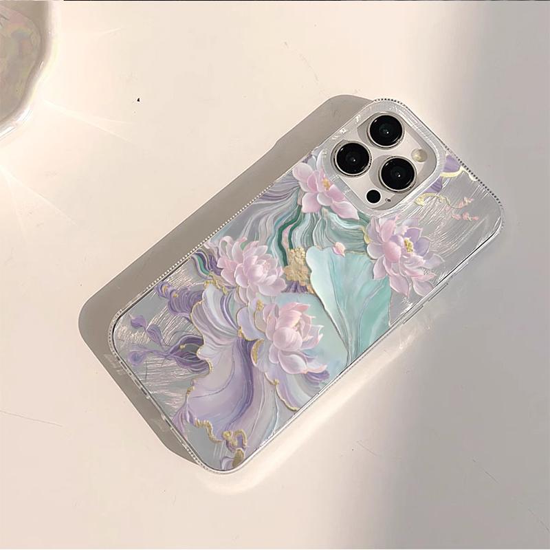 Пастельно-розовый цветок лотоса Арт Чехол для телефона для iPhone 17 16 15 14 13 12 11 Серии Pro Max Plus Двухслойная Защита