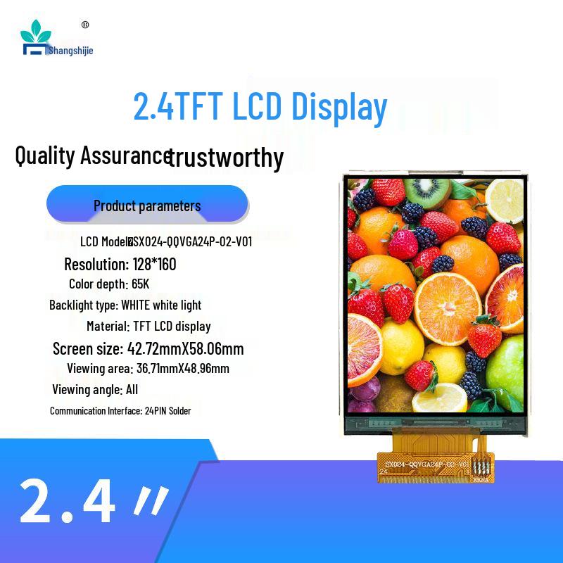 2.4" TFT LCD Display Screen, 24-pin, Strong Solder, Supports MCU8/SPI Interface