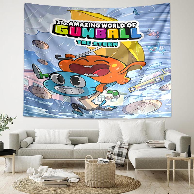 1pc The Amazing World of Gumball Tapestry, Living Room, Bedroom, Office, Party Decor, Ideal Festive Gift