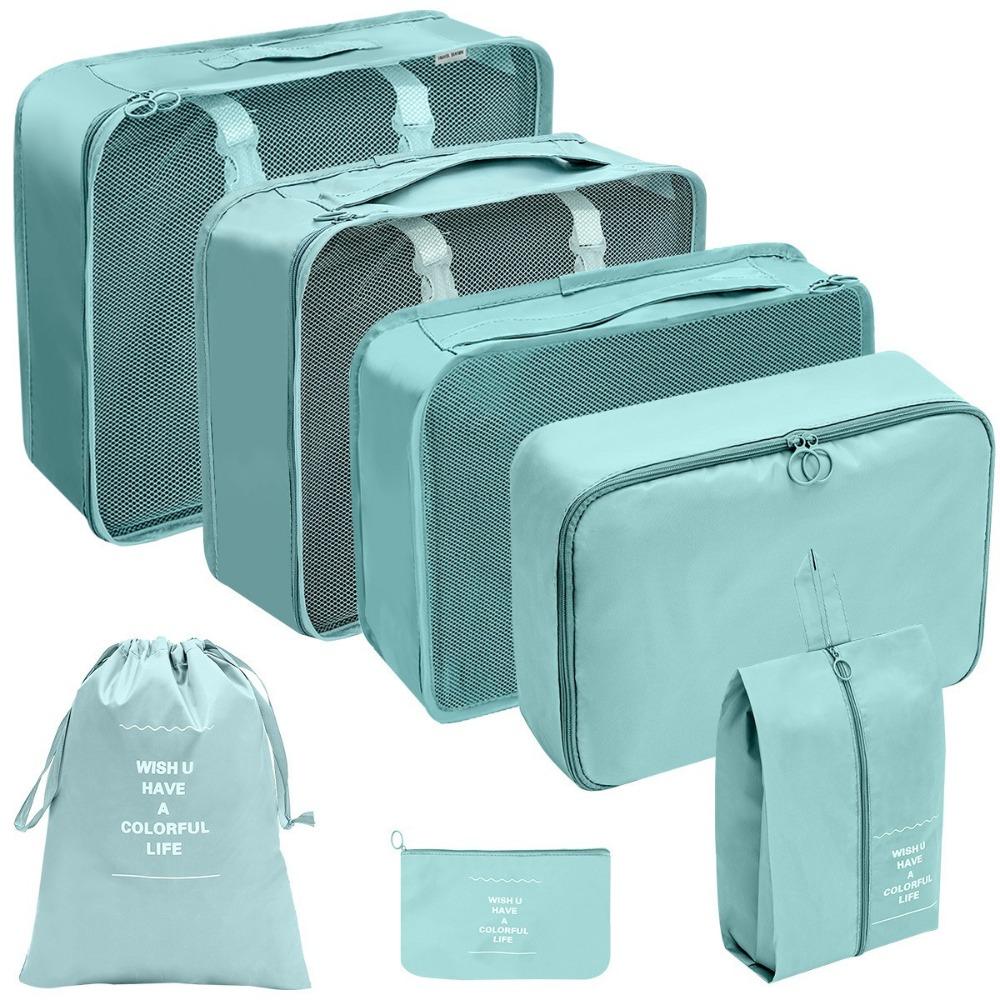 7Pcs/Set Large Capacity Suitcase Packing Cubes Set Folding Clothes Shoe Tidy Pouch Wardrobe