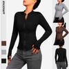 Женская облегающая куртка для йоги — тонкая молния, элегантный воротник-стойка, повседневный кардиган на весну и осень