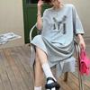 Women's Dress Summer Design Sense Short Sleeve Fat MM Loose Lazy Long T-shirt Dress