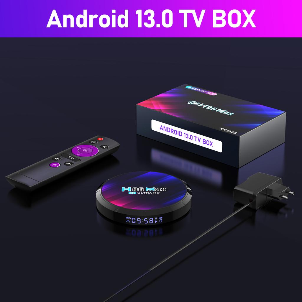 H96Max Android 13.0 Smart TV Box RK3528 Четырехъядерный медиаплеер UHD 4K H.265 8K Декодирование HDR10+