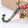 Retro Lizard Gecko Shape Brooch Shining Rhinestones Inlaid Pin Faux Silk Shawl Buckle Dress Badge Outfit Accessories