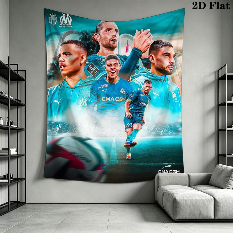 Olympique de Marseille Wall Hanging Printed Fabric Blanket Decorative Tapestries for Bedroom Living Room Home Decor