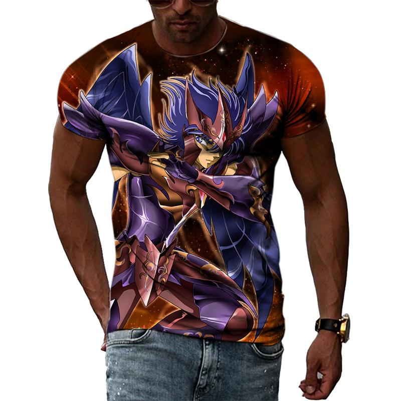 Золотая тема аниме Saint Seiya Крутая 3D-печать фотографий Эстетическая личность Мужская и женская футболка с круглым вырезом и короткими рукавами
