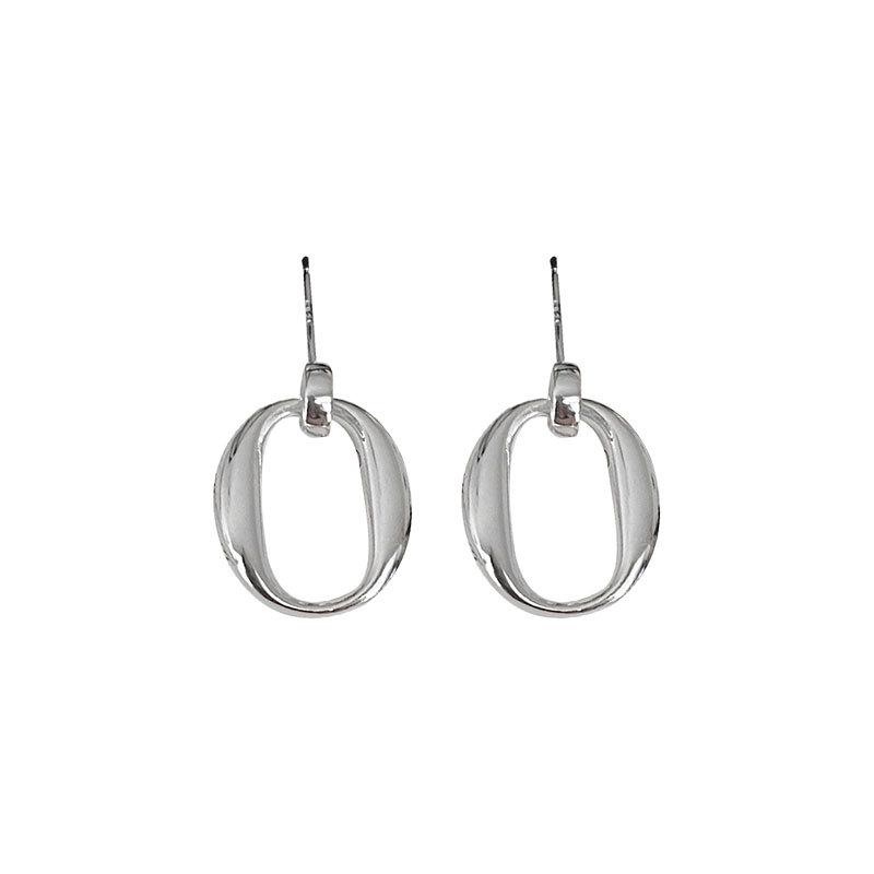Корейская версия Niche Design Sense High-end Cold Style Ins Style Oval Earrings Geometric Hollow