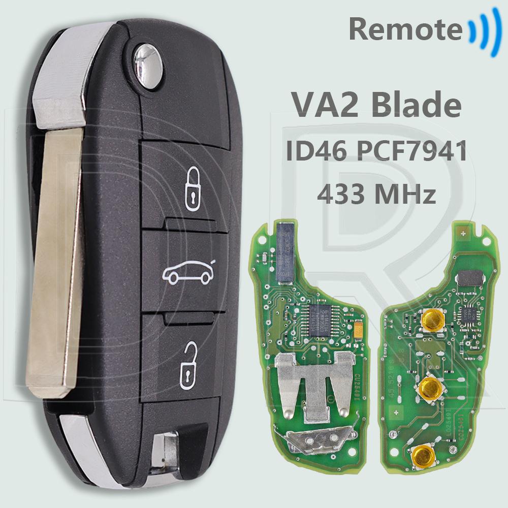 DR OEM PCB ID46 PCF7941 433MHz HU83/VA2 Car Remote Key For Citroen C2 C3 C4 Cactus C-Elysee Peugeot 208 301 308 508 608 2008