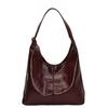 Retro Soft Leather Large-capacity Tote Bag Women's 2025 New Casual Simple Commuter Single Shoulder Underarm Bucket Bag