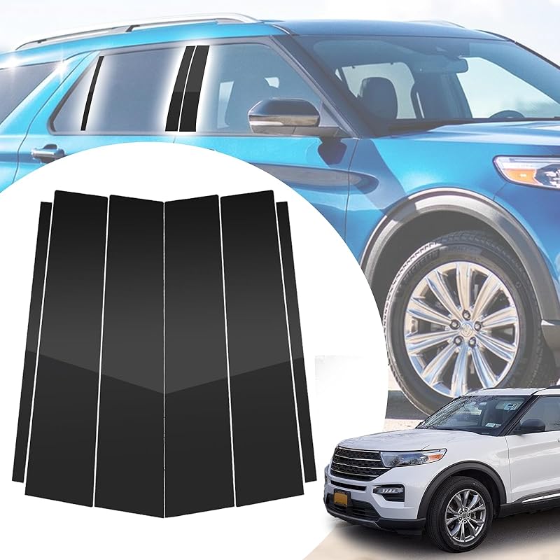 6pcs Glossy Black Exterior Door Window Pillar Posts Molding Cover Panel Trim Stickers Side Door Window Cover Trim Kits for Honda Civic 11th Gen