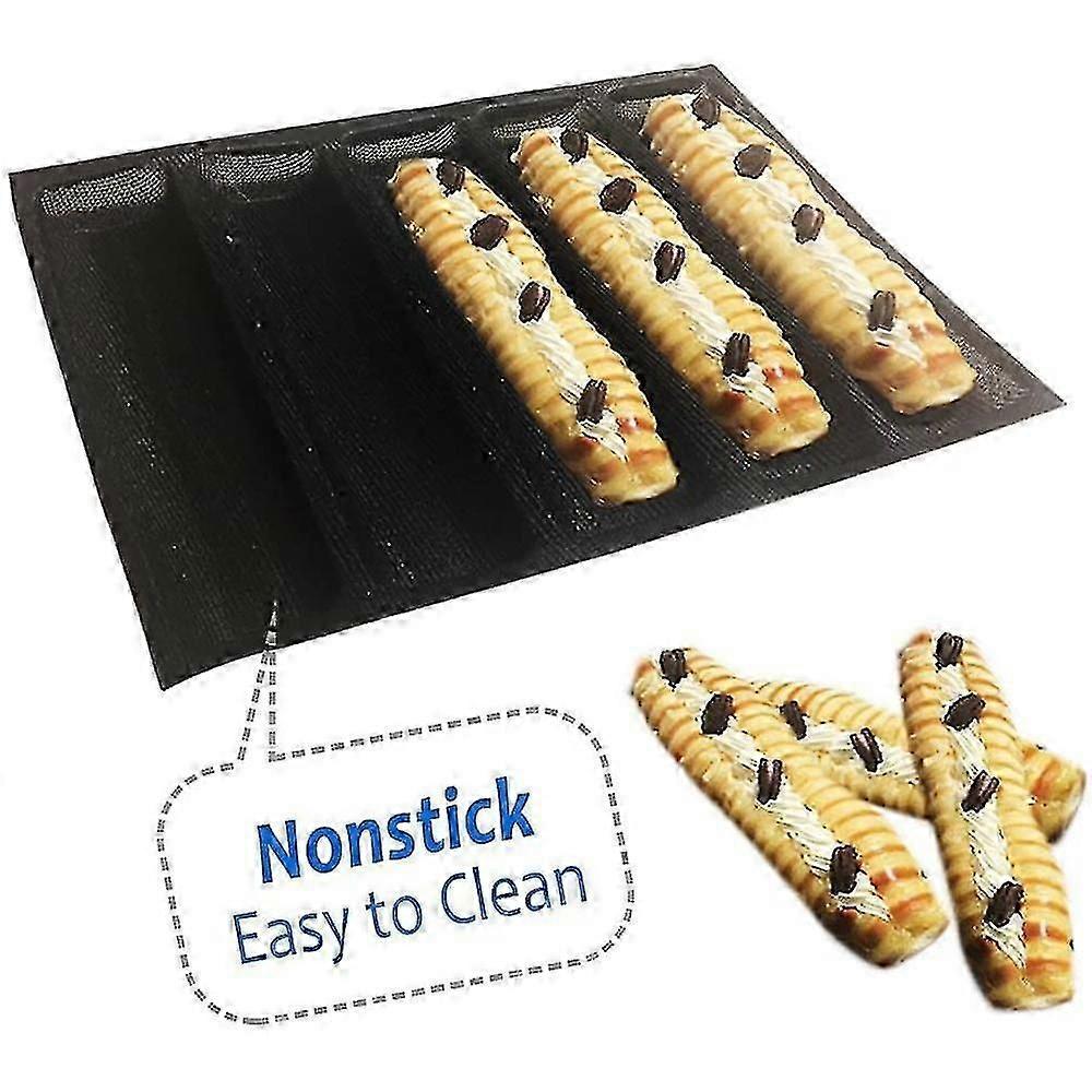 Silicone Perforated Baking Forms Sandwich Mold French Baguette Bread Pan Food Mat 5 Loaf Non-stick Baking Liners