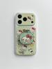 Cute Mint Green Hello Kitty Phone Case For iPhone 17 16 15 14 Pro Max Magnetic Apple Shape Grip Stand Protective Cover for Girls