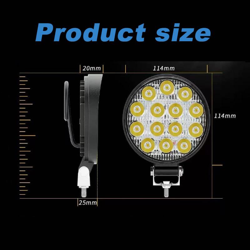 4" 14Leds Waterpoof Work Light Round Spotlight 42W Car Work Headlight Offroad Fog Light Lamp Night 12/24V LED Driving Lights