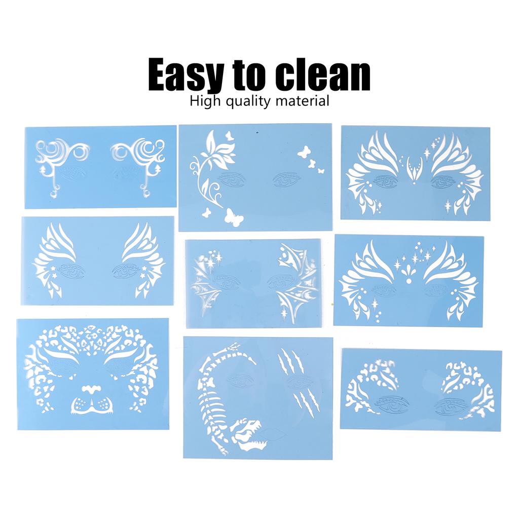 9 шт., комплект трафаретов для рисования лица, моющийся шаблон для краски, трафареты, шаблон для Хэллоуина, праздничной вечеринки, косплея