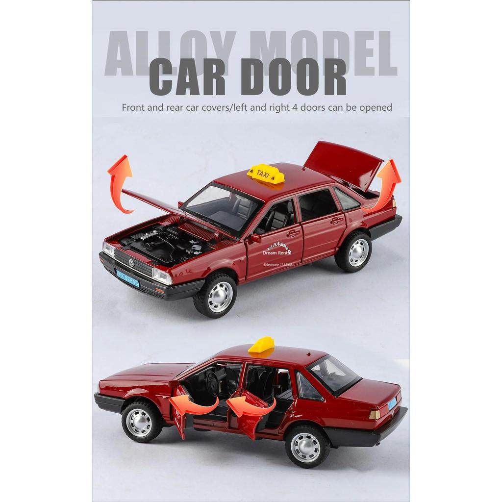 1/32 Volkswagen Santana Такси Металлическая Литая Модель Автомобиля Домашний Декор Коллекционные Предметы Миниатюрный Высокодетализированный Транспорт Праздничный Подарок