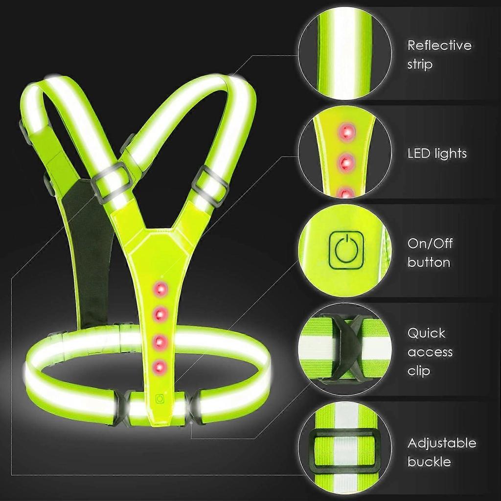Led Reflective Vest, High Visibility Led Reflective Safety Vest Running Lights For Runners