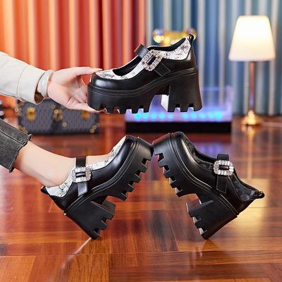 Лоферы Мэри Джейн, женская мода, универсальные, в британском стиле, на платформе, с внутренней стороны, увеличивающие рост, с пряжкой в виде одного слова, маленькие кожаные туфли