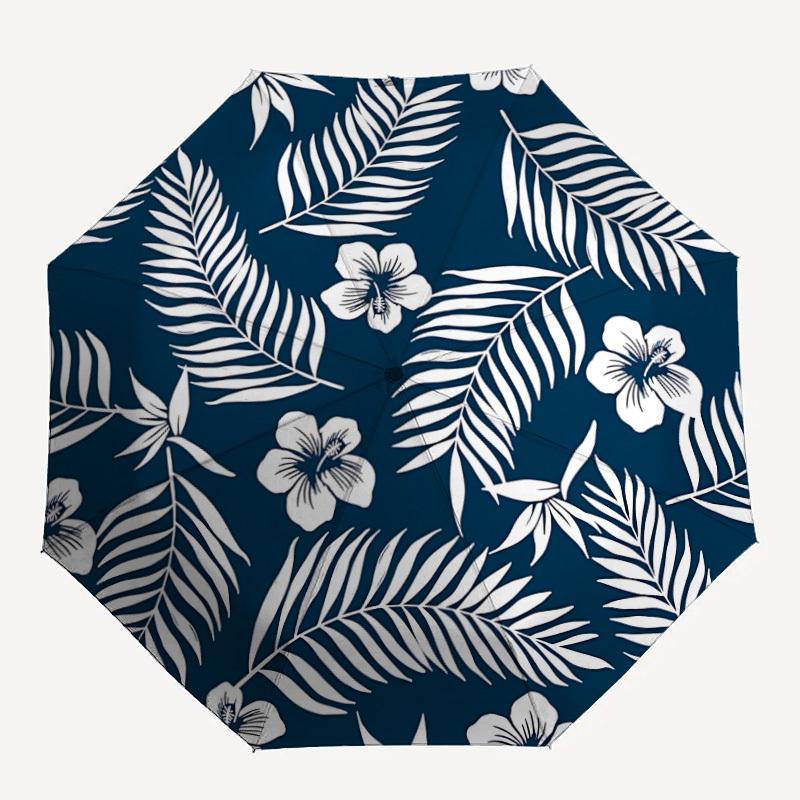 1pc Tropical Leaves Automatic Opening/Closing Folding Umbrella with 8 Ribs,Portable Sunshade Umbrella Birthday and Holiday gifts yy251231126