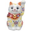 Kutani Ware Celebrating Business Prosperity and Good Left Size Plum Arabesque Maneki-neko Figurine, Fortune, Handed, 8.8cm Tall, 2.8, Design, K9-1556