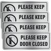 4 Pack- Please Keep Door Closed Signs Self-Adhesive, 8x3Inch Acrylic Keep Door Closed Sign for Business Store, Shop, Cafe, Office, Restaurant