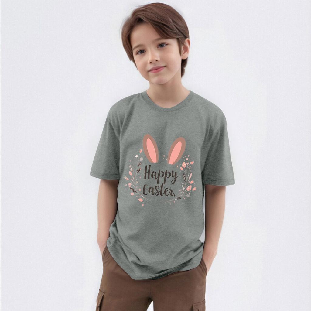 Children's Printed Round Neck Short-sleeved T-shirt Top