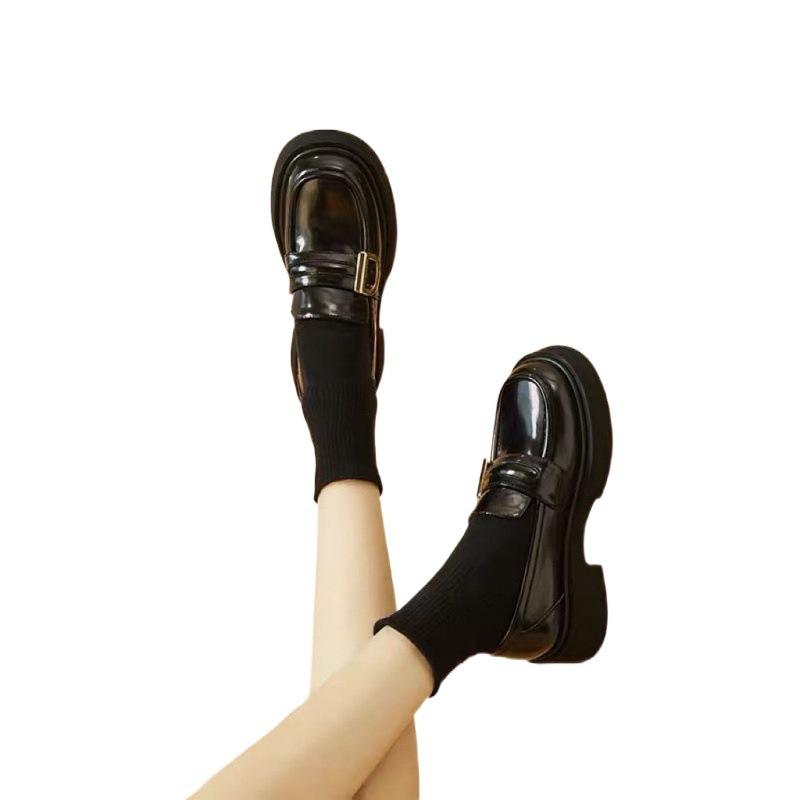 Маленькие кожаные туфли женские в британском стиле на толстом каблуке, женские туфли на платформе, корейская версия студенческой женской обуви, универсальные