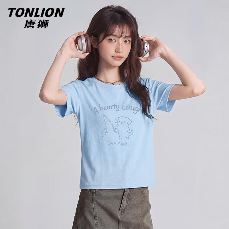 Женская хлопковая футболка TonLion с принтом мультяшного щенка