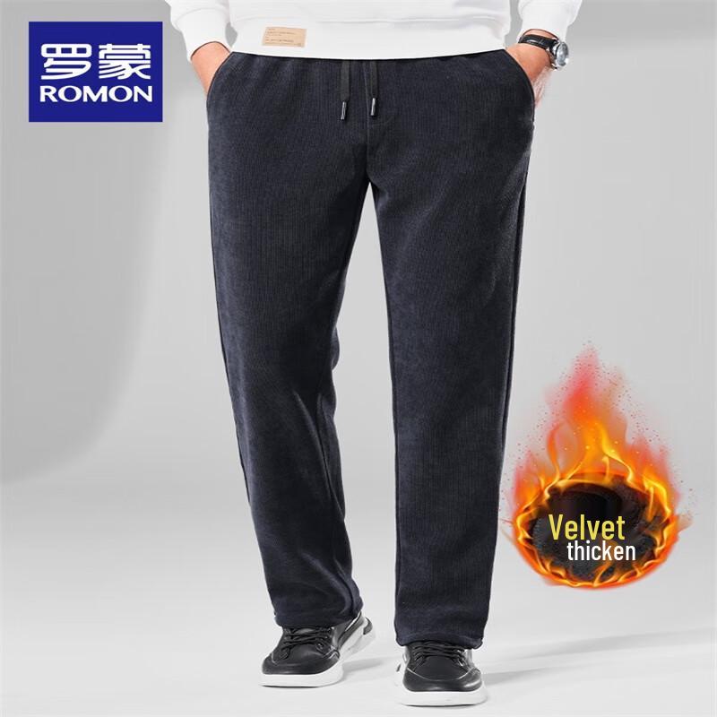 ROMON Мужские вельветовые термобрюки на шнурке с флисовой подкладкой для повседневной носки