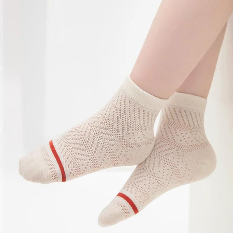 5 пар летних сетчатых носков для детей, мальчиков, модные полосатые носки средней длины, тонкие дышащие спортивные носки, детская обувь для детей 2-12 лет