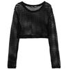 Sexy See Through Mesh Long Sleeve T-Shirt Crochet Fishnet Bikini Cover Up Pullover Loose Crew