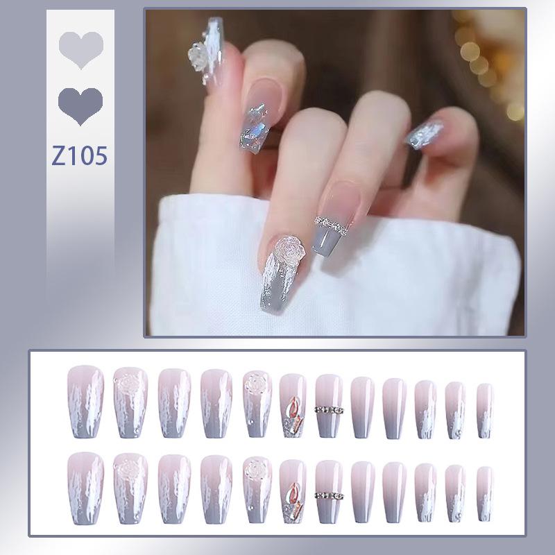 24 шт. носимые ногти поп-блестки Aurora Butterfly Blush накладные ногти для дизайна ногтей с набором для установки