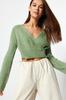 Women's Crop Soft Textured Double Breasted Knitwear Sweater