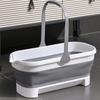 Rectangular Plastic Washing Basin Large Capacity Foldable Mop Bucket Anti-Slip Portable Washing Tub for Camping Traveling Picnic