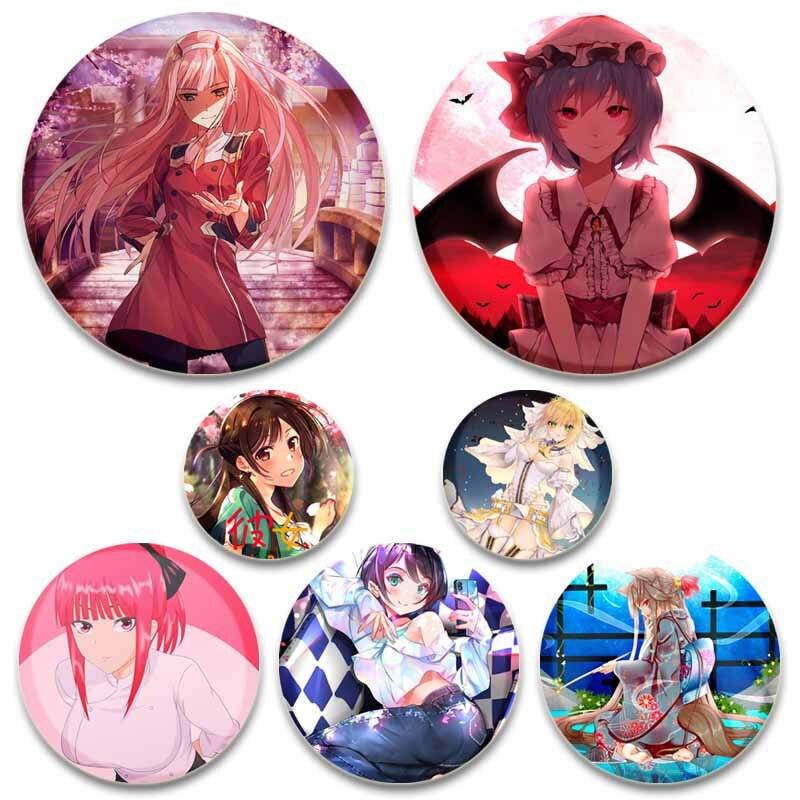 58 мм милая брошь для девочек в стиле аниме 58 мм круглая булавка косплей мультяшные значки для одежды украшение на рюкзак модные ювелирные аксессуары подарки