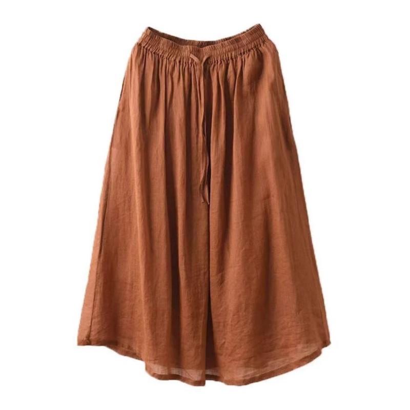 Johnature Женские винтажные лоскутные юбки однотонные с эластичной талией летние свободные тканевые юбки с поясом