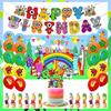 Cartoon Colorful Squares Theme Birthday Party Decorations Rainbow Characters Party Supplie Plates Tablecloth Banners Baby Shower