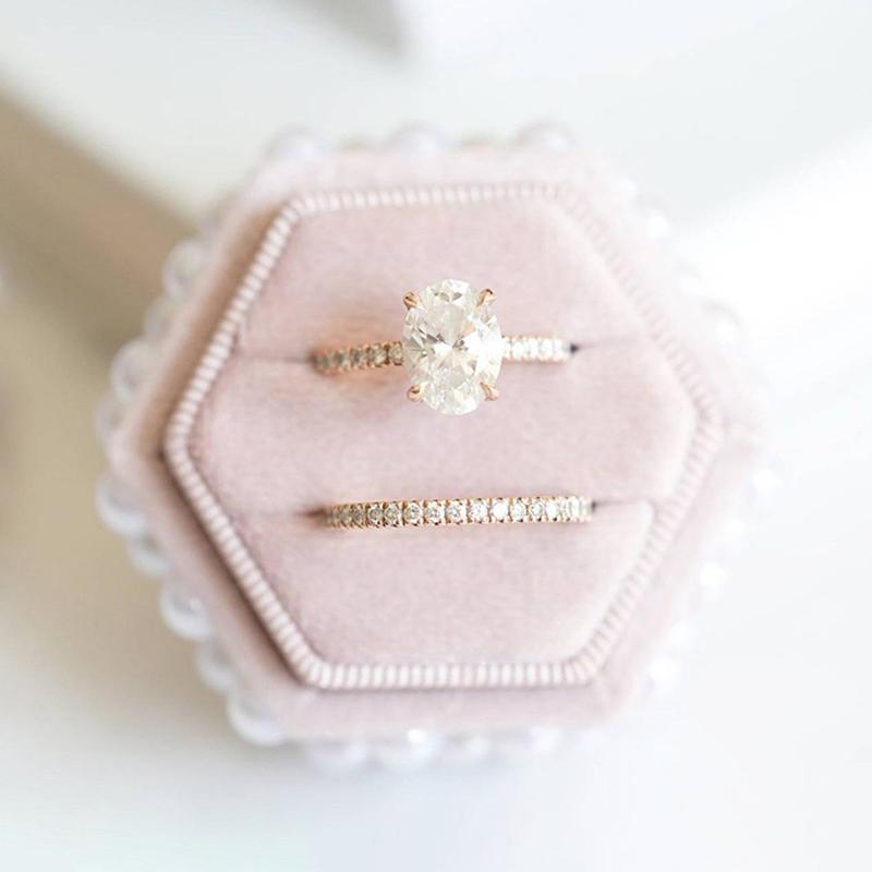 Pearls Velvet Ring Box Proposal Ring Boxes Jewelry Gift Case Ring Jewelry Display For Wedding Engagement