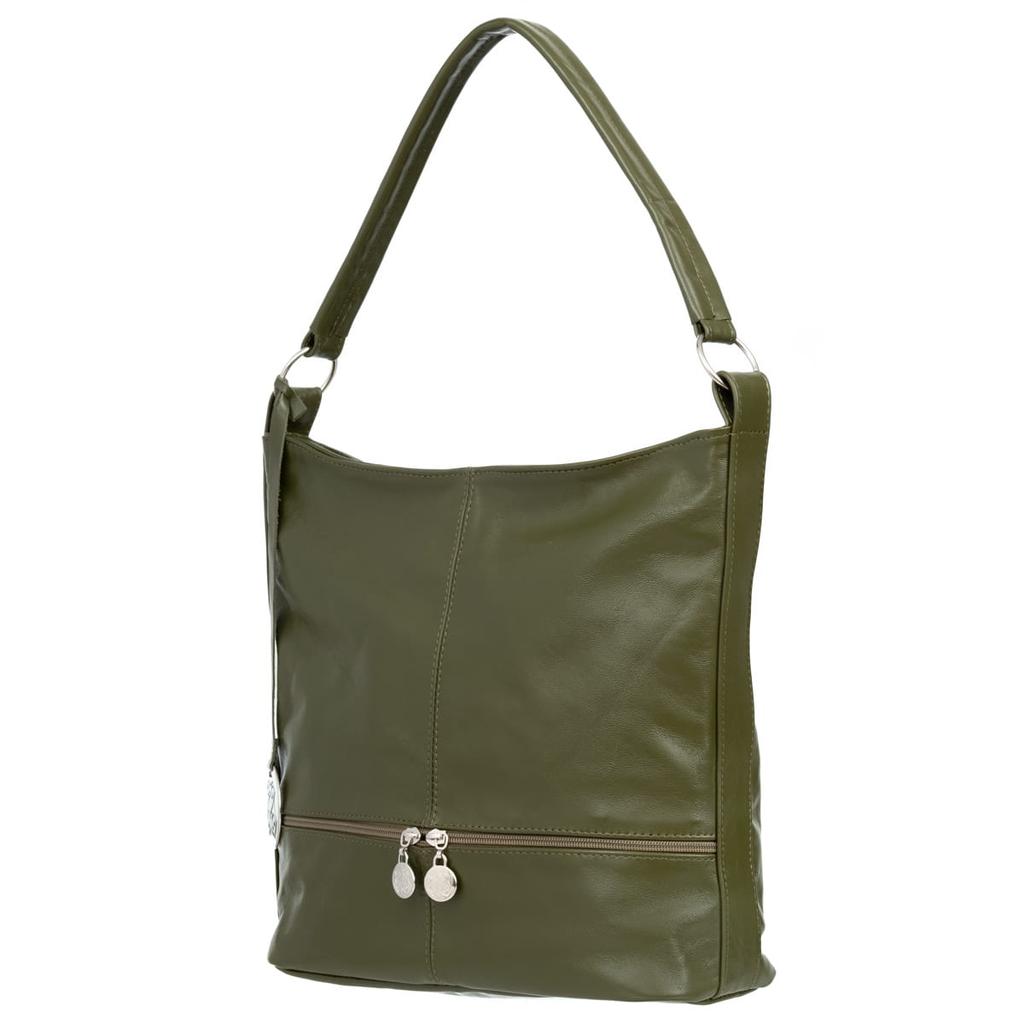 Vera Pelle Bolsa Anthracite Leather Shoulder Bag