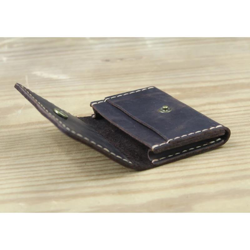 Кошелек для карт из натуральной кожи ручной работы, кожаный держатель для карт, мужской маленький кошелек, держатель для кредитных карт, держатель для удостоверения личности, женский визитница