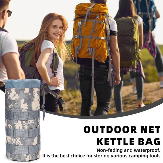 Тактический подсумок для бутылки с водой, дорожный спортивный держатель для бутылки с водой со шнурком, открытым верхом и сетчатым дном, крепится к рюкзаку, жилету, ремню