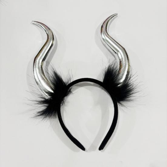 Halloween Devil Horns Plush Headband Cosplay Gothic Hair Hoop Dress Up Accessories Party Outfits Headband