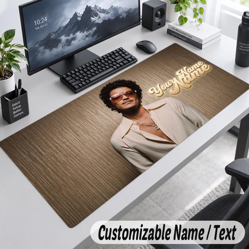 Bruno Mars Personalized Large Mouse Pad Custom Name Text Extended Desk Mat Gaming Mousepad